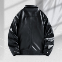 Veste en cuir à col rabattu pour homme personnalisée, tendance automne-hiver, veste bomber simple, grande taille, coupe-vent, veste de moto