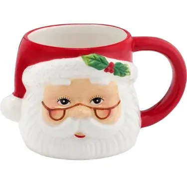 Taza de café de cerámica roja de Papá Noel, regalo de Navidad, taza de leche de Papá Noel roja/blanca, decoración interior de Navidad, 16oz