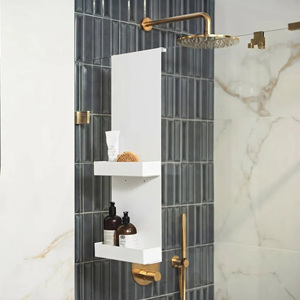 Étagère de douche suspendue à 2 niveaux en acier inoxydable 304, <span class=keywords><strong>noir</strong></span> <span class=keywords><strong>mat</strong></span>, blanc, brossé, <span class=keywords><strong>support</strong></span> de rangement pour salle de bain - Product Image 4