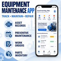 Développement d'une application de gestion d'entretien d'équipements personnalisée pour iOS et Android avec enregistrements d'actifs et maintenance préventive LionCreate