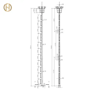 Tiang Tinggi 30-50M, Tiang Baja Swaged Tubular untuk Pencahayaan Luar Ruangan