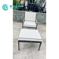 Meubles d'extérieur modernes Chaise de loisirs à cadre en aluminium avec ottoman Ensemble de jardin tout temps pour salon Parc Villa Cours