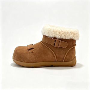 Unisex Faux Suede Snow Boots Ankle Height Round Toe Fur Lined Anti-Slip Rubber Sole Winter Warm Flat Shoes - Product Image 4