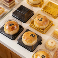 Boîte à gâteau carrée miniature de 4 pouces, boîte en plastique PET de qualité alimentaire pour pâtisserie, desserts, personnalisable, muffin unique, couvercle transparent