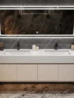 Meuble de salle de bain mural à double vasque avec finition en marbre Comptoir en céramique Table de lavage et suite de toilettes
