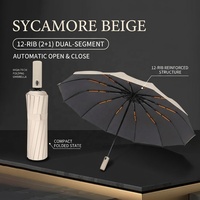 Parapluie pliant entièrement automatique à 24 baleines, double armature, coupe-vent, protection UV, pour la pluie et le soleil, idéal pour les voyages