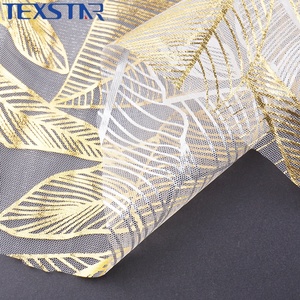 Yeni Moda %100 Polyester Parlak File, Folyo Yaprak Baskılı Sıcak Yaldızlı Tül Kumaş Giyim Parti Eteği - Product Image 4