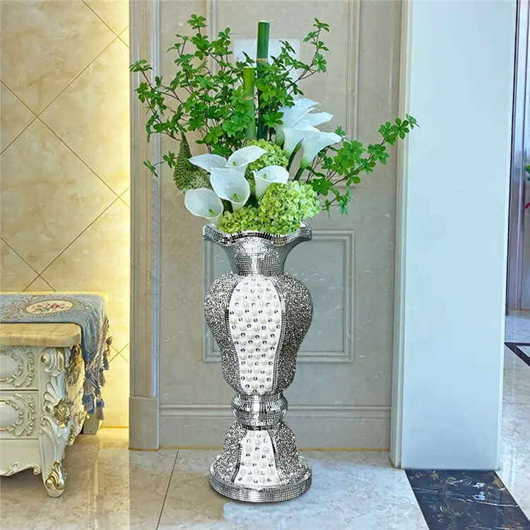 Black Silver Antique Flower Vase Flower Home Decor Metallic Decorative Vase for Modern Wedding