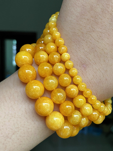 AsVrai U Natural <strong>Yellow</strong> <strong>Jades</strong> <strong>Stone</strong> Loose Round Beads for Jewelry Making Spacer Beads Diy Women Bracelets Accessories - Product Image 2
