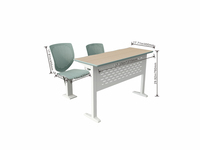 Ensemble table et chaise d'école moderne pour salle de classe avec structure métallique et plateau en bois pour adultes