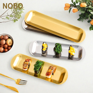 Rettangolo piatti d'argento in acciaio inox piastra per Barbecue retrò spessa stile coreano pasta di gamberetti Sushi vassoio piatto di stoccaggio per Hotel - Product Image 1