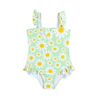 Maillot de bain une pièce pour enfants très vendu - Imprimé marguerite vibrant, plusieurs options de couleurs, maillot de bain tendance pour enfants pour les petites filles