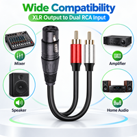 Câble audio XLR femelle 3 broches vers double RCA mâle, cordon répartiteur en Y OFC pour mixeur, amplificateur, haut-parleur, longueur personnalisée