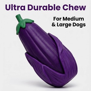 Custom Dog Chew <b>Toys</b> <b>for</b> Aggressive Chewers, Idestructible Tough Durable Squeaky <b>Interactive</b> Dog <b>Toys</b>, Eggplant Squeaks Dog <b>Toy</b> - Product Image 3