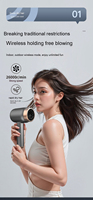 Sèche-cheveux professionnel ionique haute vitesse 1000W avec buse concentratrice, portable pour usage domestique et extérieur, en plastique