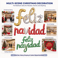 Ballon en aluminium brillant Feile Feliz Navidad en gros, décoration de fête de Noël espagnole, OEM ODM disponible, Hebei