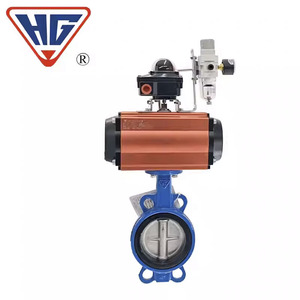 Shanghai Hugong Pneumatic Wafer Butterfly Valve D671X-16Q Stainless Steel Double Acting Centerline Soft <b>Seal</b> DN50-DN250 - Product Image 4