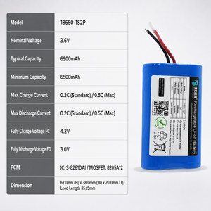 Batterie lithium-ion rechargeable 3,6 V 6900 mAh 1S2P 18650, pack de batteries fourni par l'usine, UN38.3, pour masseur portable - Product Image 2