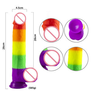 Сверхбольшой и толстый Радужный пенис реалистичный фаллоимитатор для взрослых секс-игрушки с сильным фаллоимитатором на присоске - Product Image 4