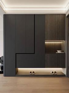 Armoire à chaussures en bois au design moderne contemporain pour la maison, la chambre à coucher, la salle à manger, le salon ou les meubles d'école - Product Image 5