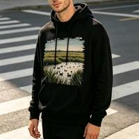 Vêtements personnalisés en tissu épais, sweats à capuche avec impression graphique par transfert thermique offset.