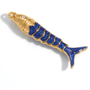 Breloques en acier inoxydable sur le thème de l'océan, pendentifs étoile de mer, poisson, fleur avec serti clos, accessoires de bijoux DIY, design rétro unisexe - Product Image 4