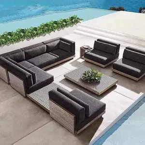 Moderne Luxus Holz Lounge Sofas Designs Home Villa Outdoor Garten Holz Sofa Set Möbel