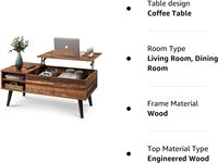 Table basse de plafond en bois avec compartiments cachés et rangement réglable, table de salle à manger de plafond