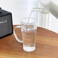 Vente en gros de gobelets à eau en verre borosilicaté de grande valeur avec poignée couvercle à rayures transparentes gobelets en verre de paille