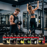 Supplément de nutrition sportive pré-entraînement OEM 1 kg de protéines de lactosérum en poudre saveur banane, vente en gros de protéines pour la récupération musculaire