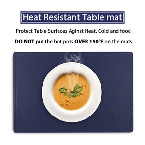 Wasserdichte, Fleckenresistente, Hitzebeständige, Rutschfeste, Leicht zu Reinigende PU-Tischsets für Küche und Esstisch, Leder-Tischunterlagen - Product Image 3
