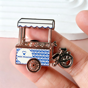 Épinglette personnalisée en émail dur, mini-vélo, chariot de nourriture, avec impression sérigraphiée - Product Image 2