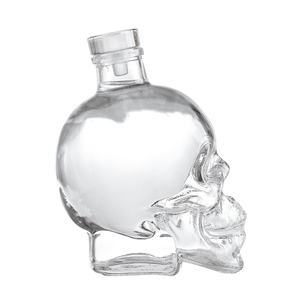 Botella <span class=keywords><strong>de</strong></span> Vidrio Blanco Cristalizado Personalizada <span class=keywords><strong>de</strong></span> Fábrica con <span class=keywords><strong>Forma</strong></span> <span class=keywords><strong>de</strong></span> <span class=keywords><strong>Calavera</strong></span>, Impresa con Serigrafía, con Tapa <span class=keywords><strong>de</strong></span> Corcho para Whisky, Ron y <span class=keywords><strong>Vodka</strong></span> - Product Image 2