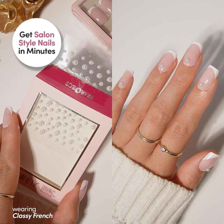 Glamnetic Customizable 120 Gems Per Sheet 4-Pack Adhesive 3D Pearl Nail Stickers Nail Art Pearlfect for Beauty