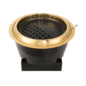 Factory Supply Direct Sales Hot Japanese Charcoal Grill Desktop Embedded Round Barbecue Oven Stainless Steel