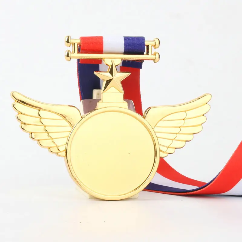 Universal Gold Silber Bronze Medaille Druckguss Blank Universal Marathon Metall flügel Medaille Benutzer definierte Medaille Herstellung