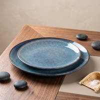 Service de vaisselle en grès nordique EKA, glaçure réactive bleue, ensembles de vaisselle, vaisselle en céramique en gros pour la maison