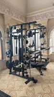 Machine Smith Commerciale en Acier Unisexe, Appareil d'Entraînement Complet, Rack à Squat, Banc de Musculation, Crossover de Câbles, pour la Musculation des Jambes à Domicile