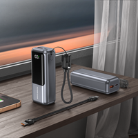 Power Bank ponsel portabel, pengisi daya nirkabel portabel 10000mah 20000mah, kabel LCD bawaan CE ROHS PD22W