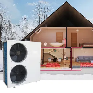 Desain Kipas Samping Tahan Salju Sumber Udara EVI Pemanas Suhu Sekitar Rendah Udara Ke Air 80 Derajat Radiator Rumah Pintar WiFi APP
