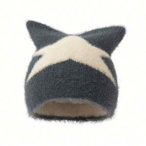Gorros de Punto con Orejas de Gato, de Piel Sintética Suave, Estilo Jacquard, Cálidos, para Mujer, Otoño e Invierno, Estilo Y2K, Venta al Por Mayor - Product Image 4
