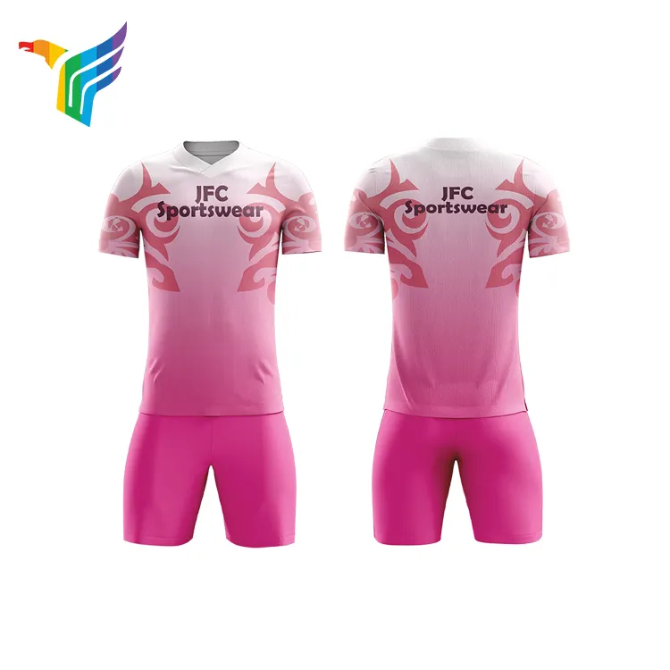 Maillots de football rose design personnalisé d'entraînement par sublimation