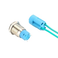 Interrupteur à bouton LED électronique 12V IP65 étanche en acier inoxydable 12MM à tête plate, auto-bloquant/réinitialisable, avec borne à souder 2 broches, 5A