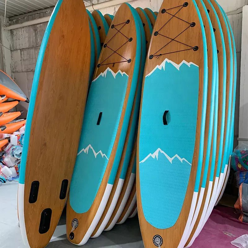 नवीनतम डिजाइन लकड़ी शैली समर्थन बोर्डों inflatable चप्पू सर्फिंग के लिए inflatable समर्थन बोर्ड साहसिक समर्थन बोर्ड