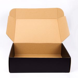 Scatola di spedizione ondulata nera opaca del pacchetto mailer dell'abbigliamento timbrato stagnola della scatola postale incisa logo su ordinazione - Product Image 6