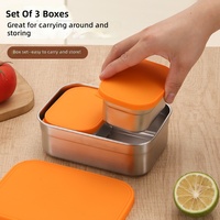 Boîte de conservation alimentaire carrée en acier inoxydable 304 pour l'extérieur, avec couvercle en silicone pour préserver la fraîcheur et séparateurs pour boîte à lunch