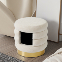 Luxuriöses Massivholz Umweltfreundliches Haustier-Sofa-Bett mit Baumwollfilzplatte für Katzen und Hunde Runde Form Keine Montage Erforderlich