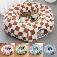 Grand lit tunnel pliable rond en peluche douce pour chien et chat, nouvelle arrivée, personnalisable par le fabricant, luxe, premium, lavable, pour chiot et chaton