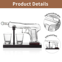 Ensemble de carafe à whisky en verre en forme de pistolet créatif avec 2 verres à liqueur et support