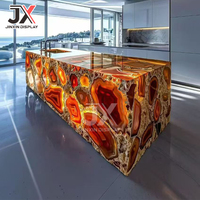 Comptoir de réception en résine transparente, design moderne et luxueux, avec éclairage LED, pour table de bar, restaurant, hôtel, bureau, boutique